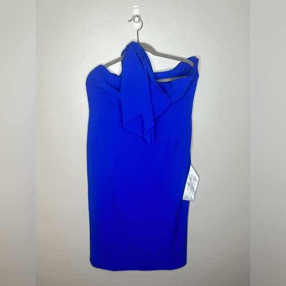 DRESS THE POPULATION Tiffany Midi Dress Large Electric Blue One Shoulder NWT - Picture 2 of 8